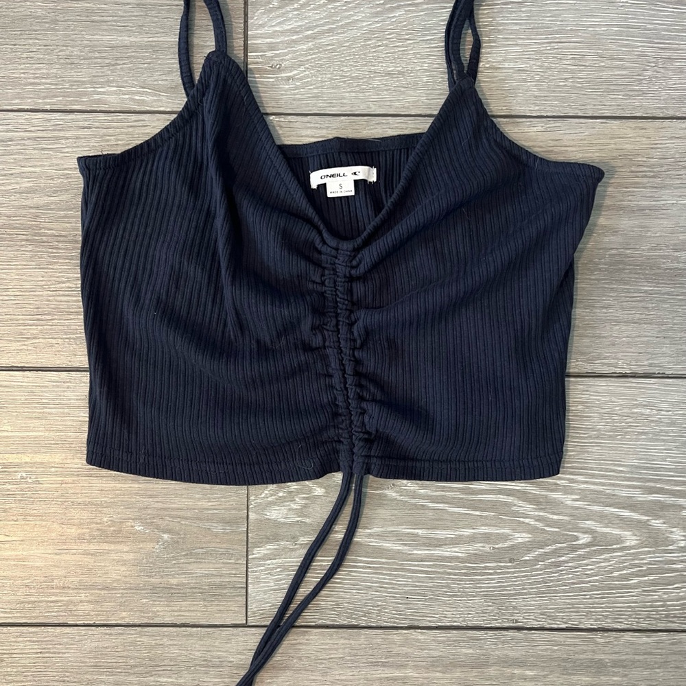 O'Neill Navy Blue Ribbed Ruched Crop Top